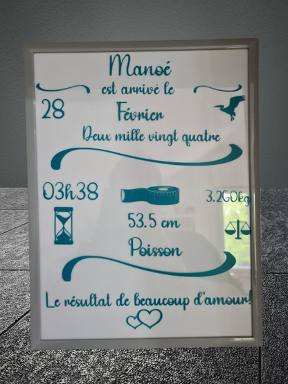 cadre de naissance personnalisé